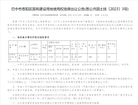 巴中市恩阳区国有建设用地使用权挂牌出让公告