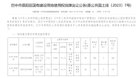 巴中市恩阳区国有建设用地使用权挂牌出让公告(恩公共国土挂〔2023〕7号)